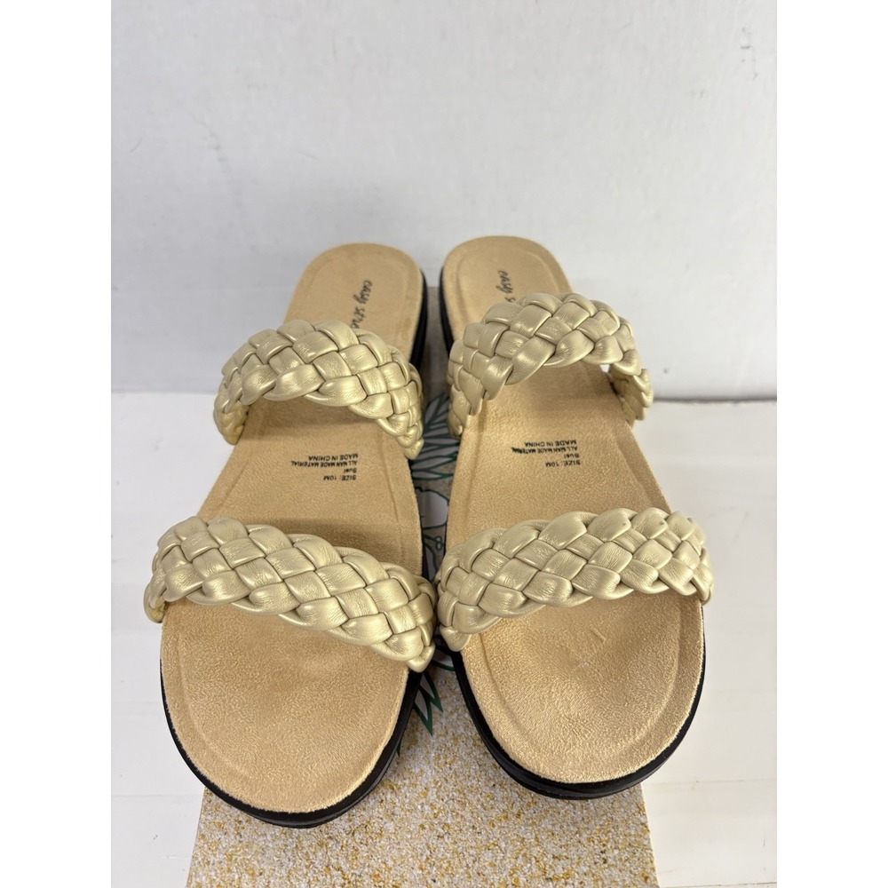 EASY STREET Women's Gold Woven Lightweight Susi Toe Slip On Slide Sandals Sz 10M - Picture 5 of 6